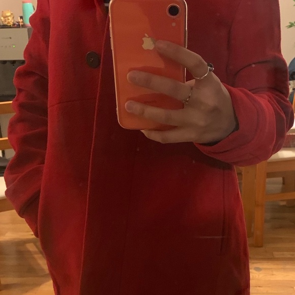 ZARA Basic Red Wool Duffle Hooded Coat_size XS - Picture 5 of 9